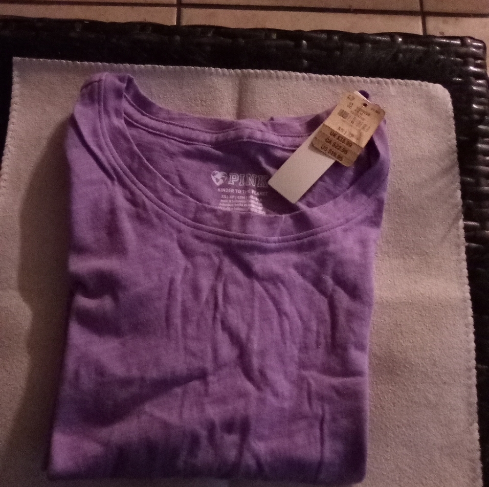 Victoria Secret Pink Purple TShirt Size Xsmall Can Fit Up To Small NEW
